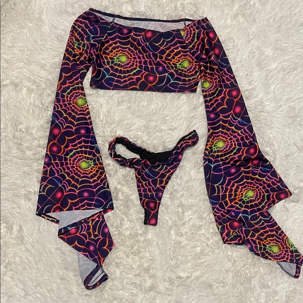 Spider Web Crop Top & panties